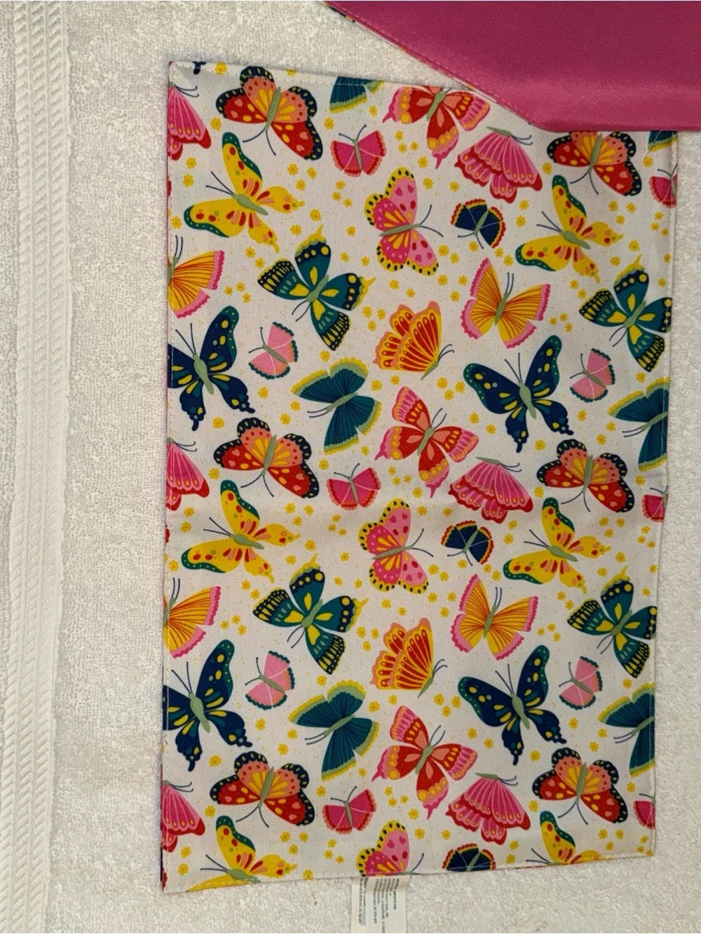 Colorful Butterfly Table Runner - White with Multicolor Butterflies